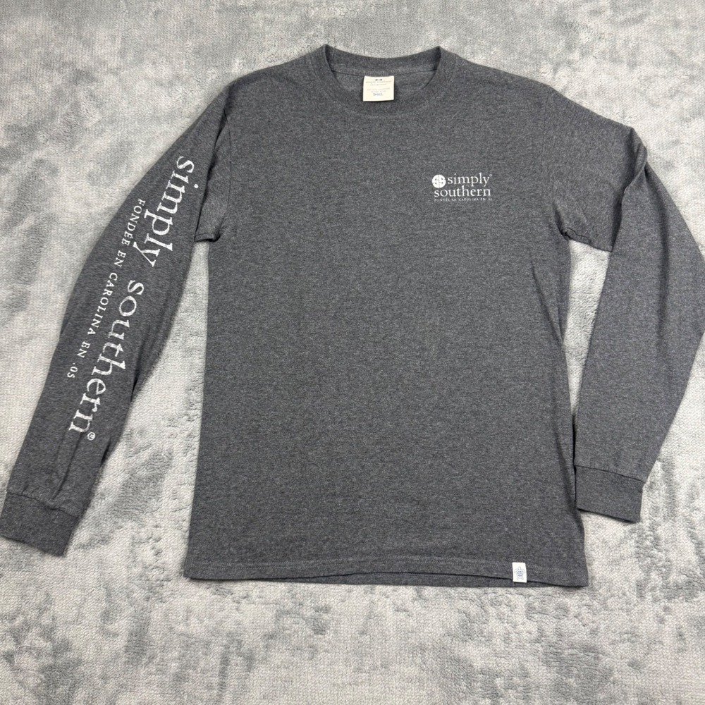 Simply Southern Baby Its Cold Outside Long Sleeve T-Shirt Gray Small Holiday